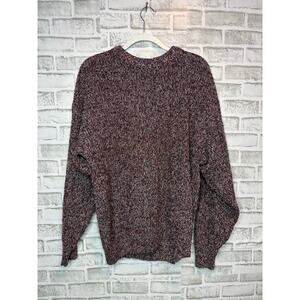 Vintage 417 Van Heusen Marled Knit Sweater XL Oversized Burgundy Crewneck Men's